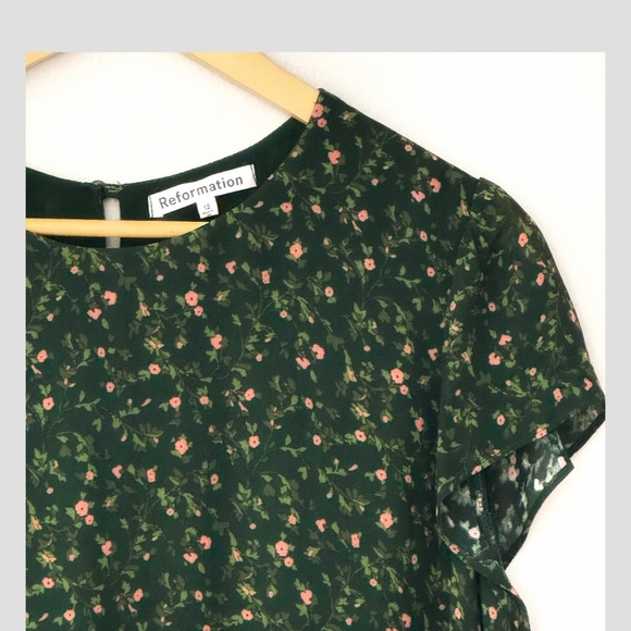 NWT Reformation Parish Dress Coriander Green Asymmetrical Hem Drop Waist Size 12 - Picture 7 of 14